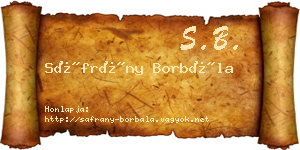 Sáfrány Borbála névjegykártya